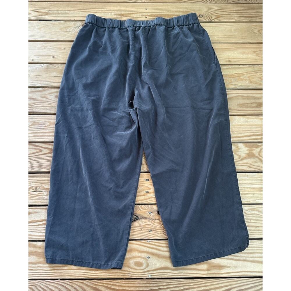 Eileen Fisher Women’s Pull on Tencel Wide Leg Crop pants size L Black L4 - Picture 2 of 8